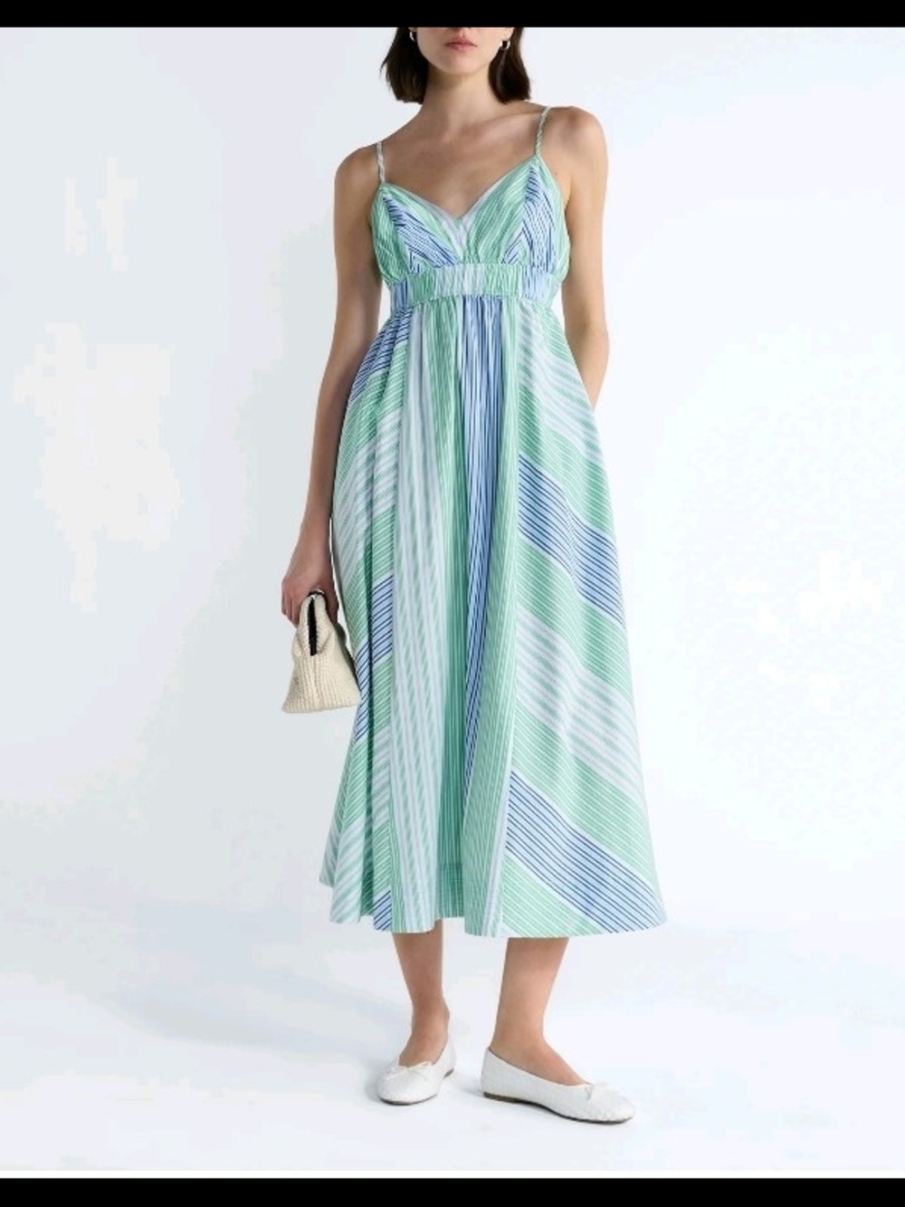 Free Assembly Multi-Size Striped Cotton Sundress NWT Open Back Maxi Dress Pocket
